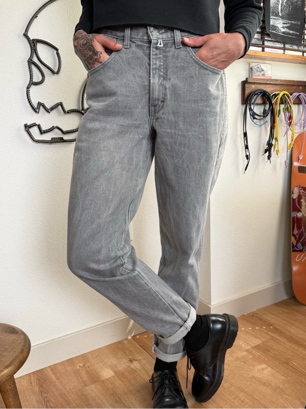 Vintage 80s Calvin Klein Gray Washed Denim Jeans ~ Size 28 x 31